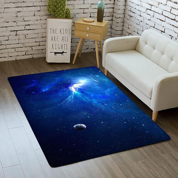 Solar System 3D Planet Universe Area Rug for Kids Bedroom 4x6 ft Soft Non-Slip Outer Space Galaxy Rug for Boys Room Living Room