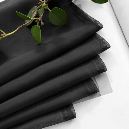 MIULEE 2 Panels Kitchen Tiers Half Window Sheer Halloween Curtains-Rod Pocket Voile Drapes for Kitchen Bathroom-Small Windows 29 by 36 Inch Black