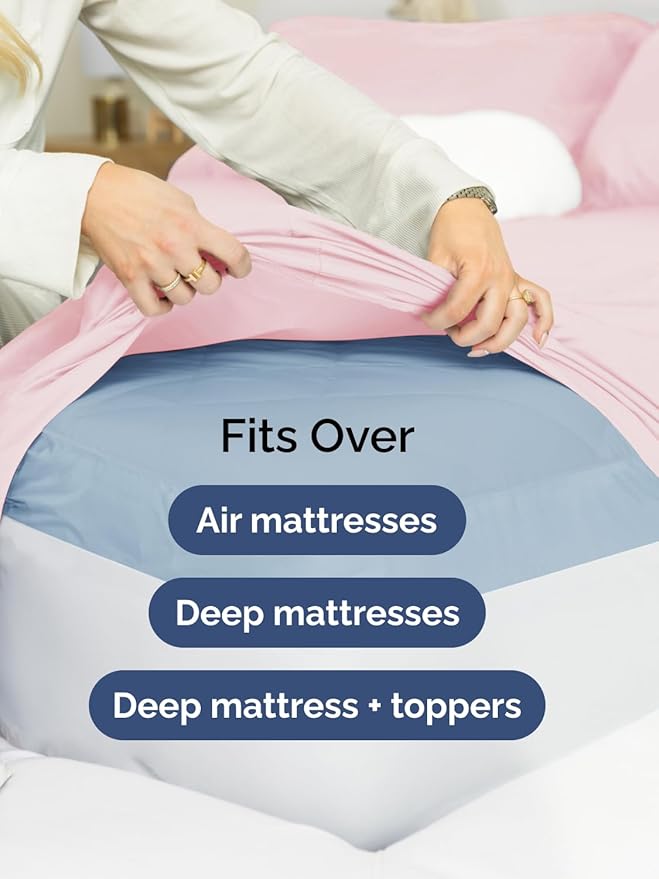 Extra Deep Queen Fitted Sheet - Hotel Luxury Single Fitted Sheet Only - Easily Fits 18 inch to 24 inch Mattress - Ultra Soft, Wrinkle Free with Extra Deep Pockets - Breathable & Comfy - Lavender Pink