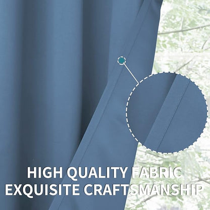 BGment Denim Blue Blackout Curtains 40 Inches Length for Bedroom Kitchen Window - Short Thermal Insulated Drapes with Rod Pocket Darkening Privacy for Bathroom Cafe, 2 Panels, 42 x 40 Inch