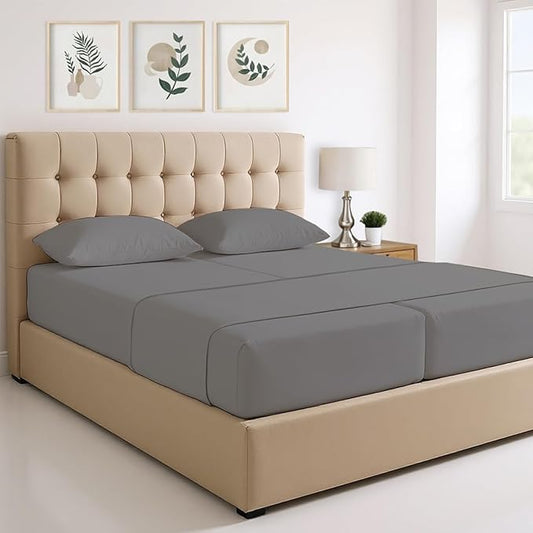 THREAD SPREAD 100% Egyptian Cotton Split King Sheets Sets for Adjustable Bed - Luxury 1500 Thread Count Split Top King Sheets (5 PC, Dark Grey), Soft, Cooling, Sateen Weave 17" Deep Pocket Sheet Set