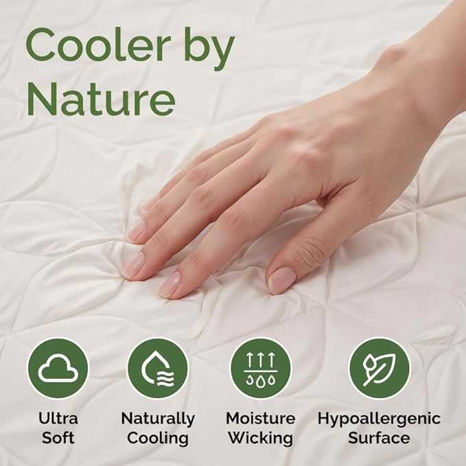 Waterproof Cooling Mattress Protector - Mattress Cover Queen Size - Viscose Made From Bamboo - Soft, Breathable, Noiseless & Washable - Fitted Sheet Style & All Round Protection - (60" x 80") White