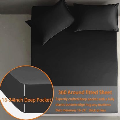 Queen Sheet Sets Air Mattress Sheets - 3 Pieces Queen Sheets Sets 16 to 24 inch - Inflate Without Disassembly Convenient & Firm Easy to use Air Mattress (Black, Queen)