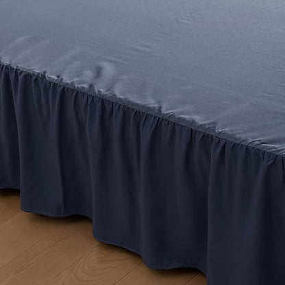 Bed Skirt King Size Ruffled Bed Skirts with Split Corners,12 Inch Drop Dust Ruffle Bed Skirt with Platform,Blue