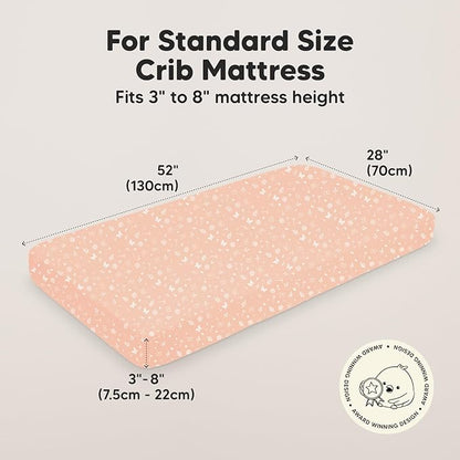 KeaBabies 2-Pack Baby Crib Sheets for Boys, Girls - 52x28 Viscose Derived from Bamboo Toddler Bed Sheets Neutral, Fitted Crib Mattress Cover for Standard Baby Bedding, Soft & Cozy (Butterflies)