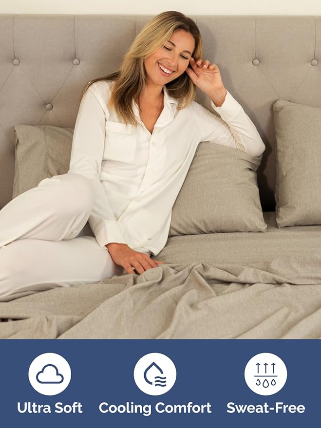 Extra Deep King Fitted Sheet - Hotel Luxury Single Fitted Sheet Only - Easily Fits 18 inch to 24 inch Mattress - Ultra Soft, Wrinkle Free w/Extra Deep Pockets - Breathable & Comfy - Heathered Beige