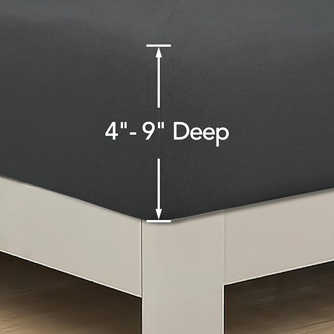 PureFit Stretchy Box Spring Cover King - Elastic Fitted Box Spring Wrap Around 4 Sides, Wrinkle & Fading Resistant Fits King and C-King Size Beds, Dark Gray