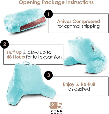 Nestl Reading Pillow for Kids & Teens with Shredded Memory Foam, Backrest Pillows for Reading, Watching, and Gaming, Use on The Couch, Bed, or Floor, Adjustable Support with Washable Cover Light Blue