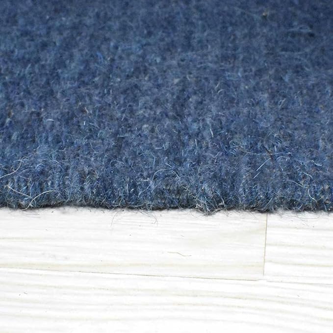 Rugsotic Carpets Hand Woven Flat Weave Kilim Wool ECO-Friendly Area Rugs - 8'x10', Rectangle Shape, Blue Color, Solid Plain Design, Low Pile Handmade Area Rugs for Living Room, Bed Room (D00111)