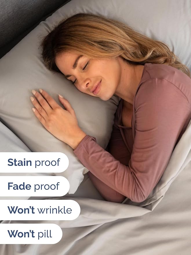 Extra Deep Pocket Cal King Sheets - 4 Piece Breathable & Cooling Bed Sheets - Hotel Luxury Sheet Set - Soft, Wrinkle Free & Comfy - Easily Fits Extra Deep Mattresses - Deep Pocket Light Grey Sheets