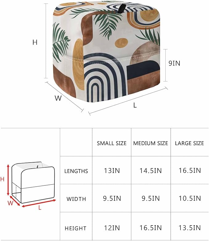 Farmhouse Boho Stand Mixer Dust Cover with Storage Pocket & Handles, Fits All Tilt Head & Bowl Lift Vintage Abstract Kitchen Appliance Cover Organizer Geometric Leaves Bag Accessories, 6-8 Quart