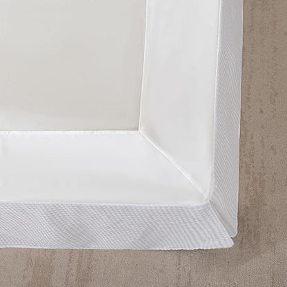 King Bed Skirt, Wrap Around Bed Skirt with Pleated Corner, 18 Inch Drop Pleated Waffle Weave Bedskirts, Anti-Slip, Microfiber, White, 18'' King