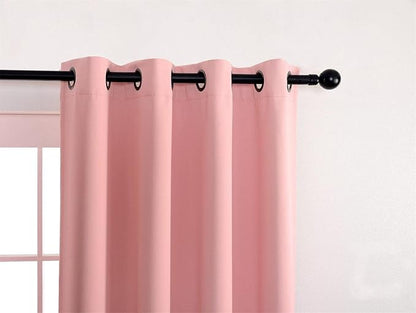 MIUCO Room Darkening Soild Grommet Blackout Curtains for Kids Bedroom Window Curtains Set of 2 52x84 Inch Pink, Bonus 2 Tie Backs Included