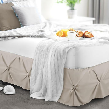 Nestl Linen Bed Skirt Twin Size, Pinch Pleat Twin Bed Skirt, 14" Inch Drop Twin Bedskirt, Hotel Quality Linen Bed Skirts, Premium Microfiber Bedskirt for Twin Bed, Linen Twin Bed Skirt