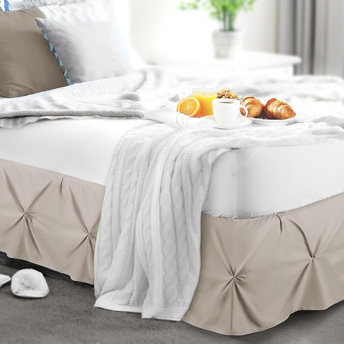 Nestl Linen Bed Skirt Cal King Size, Pinch Pleat Cal King Bed Skirt, 14" Inch Drop Cal King Bedskirt, Hotel Quality Linen Bed Skirts, Microfiber Bedskirt for Cal King Bed, Linen Cal King Bed Skirt