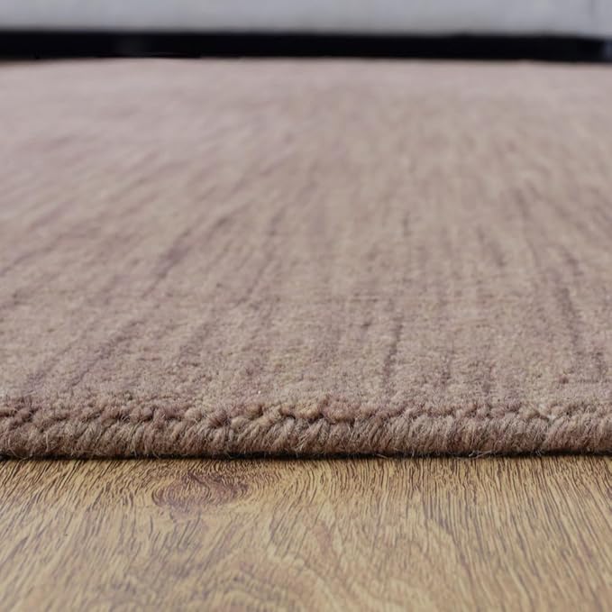Hand Knotted Loom Wool ECO-Friendly Area Rugs - 10'x10', Octagon, Light Brown Color, Solid Plain Design, High Pile Thick Handmade Anti Skid Rugs for Living Room (L00111)