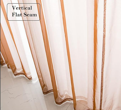 PI Sheer Curtains 95 Inches Length with Grommets,Airy Voile Textured,Modern Window Treatment for Office/Apartment 2 Panels (W52 X L95, Brown)