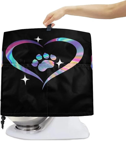 Dog Paw Heart Print Mixer Cover Stand Mixer Dust Proof Covers with Handle and Front Pockets Kitchen Aid Mixer Cover for 6-8 Qt Mixer,Kitchen Coffee Maker Toaster Machine Dust Cover