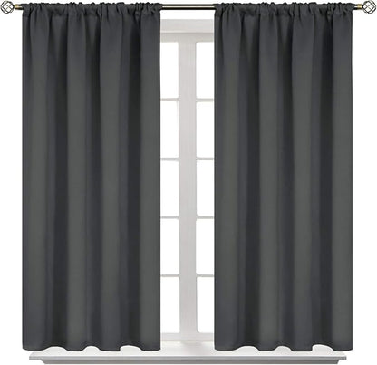 BGment Dark Grey Blackout Curtains 54 Inches Length for Bedroom - Short Thermal Insulated Drapes Room Darkening Blinds with Rod Pocket Privacy for Basement Bathroom, 42 x 54 Inch, 2 Panels
