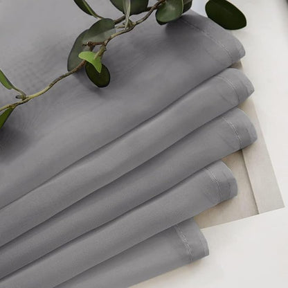 MIULEE 2 Panels Kitchen Tiers Half Window Sheer Curtains Rod Pocket Voile Drapes for Kitchen Bathroom Small Windows 29 by 36 Inch Charcoal Grey