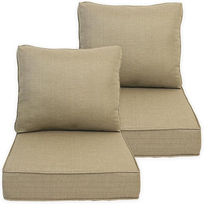 Goodgoods 24x28 inch Outdoor/Indoor Deep Seat Cushions Set of 2 Deep Seat Bottom Resilient Foam Filling Water Repellent Stain-Resistant UV Resistant Weather Resistant Patio Furniture Toffee