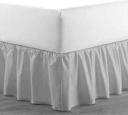 SlumberWell Twin Bed Skirt with Split Corners, Soft Microfiber, 12 Inch Drop, Light Grey Solid, Elegant Ruffled Design
