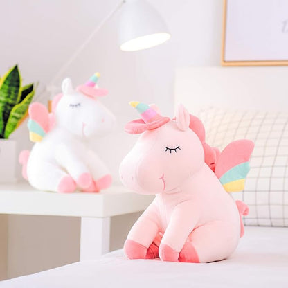 Lazada Unicorn Stuffed Animal Plush with Rainbow Wings Pink 12 Inches