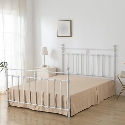 Bed Skirt Full Size, Pleated Waffle Weave Bed Skirt with Split Corners, Full Bed Skirt 16 Inch Drop (Light Camel, Full - 16" Drop)
