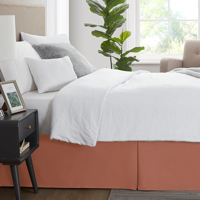 Nestl Rust Full Bed Skirt - Full Size Bed Skirt 14 Inch Drop - Brushed Microfiber Bed Skirts - Hotel Quality Pleated Bed Skirt - Shrinkage & Fade Resistant
