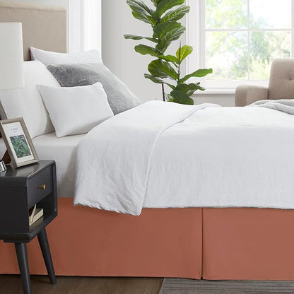 Nestl Rust Bed Skirt Cal King Size - Cal King Bed Skirt 14 Inch Drop - Brushed Microfiber Bed Skirts - Hotel Quality Pleated Bed Skirt - Shrinkage & Fade Resistant