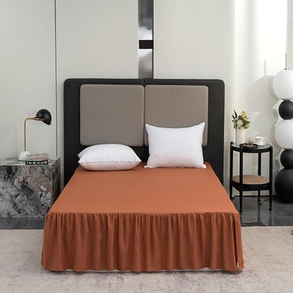 Bed Skirt Queen Size Ruffled Bed Skirt with Split Corners, Queen Bed Skirt 14 Inch Drop, TSUTOMI Queen Size Bed Skirt Terracotta for Ruffled Bed Skirt with Split Corners, Bed Skirts Queen Size