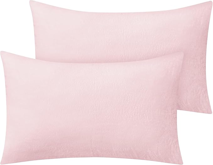 BEDELITE Flannel King Size Pillow Cases Set of 2, Super Soft Fleece Pillowcases with Zipper for Bedroom, Sofa, Couch,Luxury Cozy Fuzzy Velvet Pillow Shams for All Seasons(20x40 Inches,Pink)