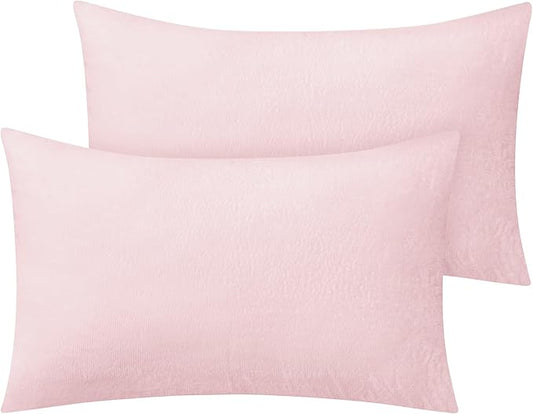 BEDELITE Flannel King Size Pillow Cases Set of 2, Super Soft Fleece Pillowcases with Zipper for Bedroom, Sofa, Couch,Luxury Cozy Fuzzy Velvet Pillow Shams for All Seasons(20x40 Inches,Pink)
