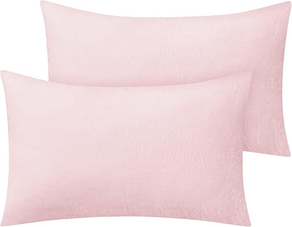 BEDELITE Flannel Pillow Cases Queen Size Set of 2, Super Soft Fleece Pillowcases with Zipper for Bedroom, Sofa, Couch,Luxury Cozy Fuzzy Velvet Pillow Shams for All Seasons(20x30 Inches,Pink)