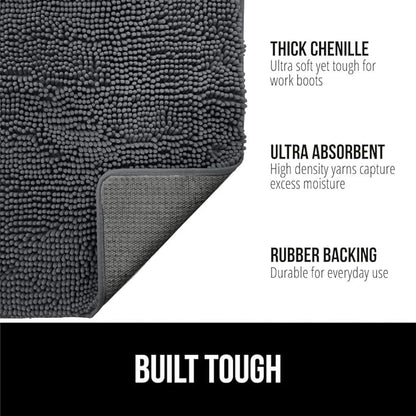 GORILLA GRIP SOAKSTOPPER Dog Door Mat, Machine Washable Rug Absorbent Doormat Captures Moisture Mud Dirt, Quick Dry Soft Chenille Entryway Rugs Indoor Entrance Mats for Dog Paws, 24x17 Charcoal