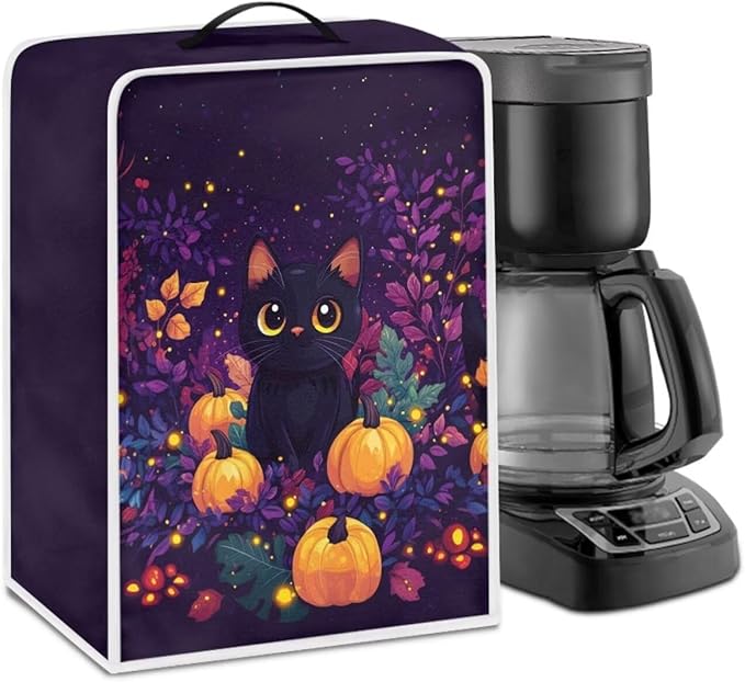 Halloween Coffee Maker Cover Black Cat Coffee Machine Protector Dustproof Waterproof Appliance Covers