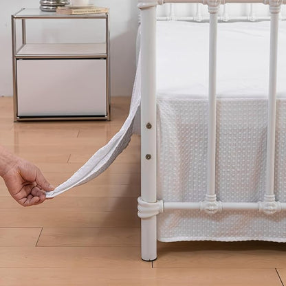 Twin Bed Skirt - Twin Size Bed Skirt 18 Inch Drop with Split Corners, Pleated Waffle Weave Bed Skirt, Tailored Dust Easy Fit, Machine Washable (White, Twin - 18" Drop)