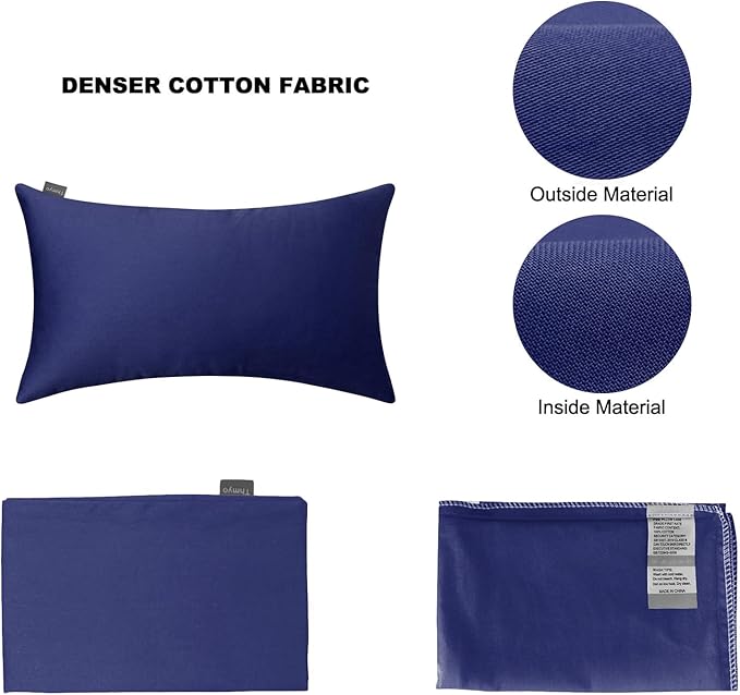 Thmyo 4-Pack 100% Cotton Lumbar Comfortable Solid Decorative Throw Pillow Case Rectangle Cushion Cover Sublimation Blank Pillow Covers Halloween DIY Throw Pillowcase(12x20inch/30x50cm,Dark Blue)