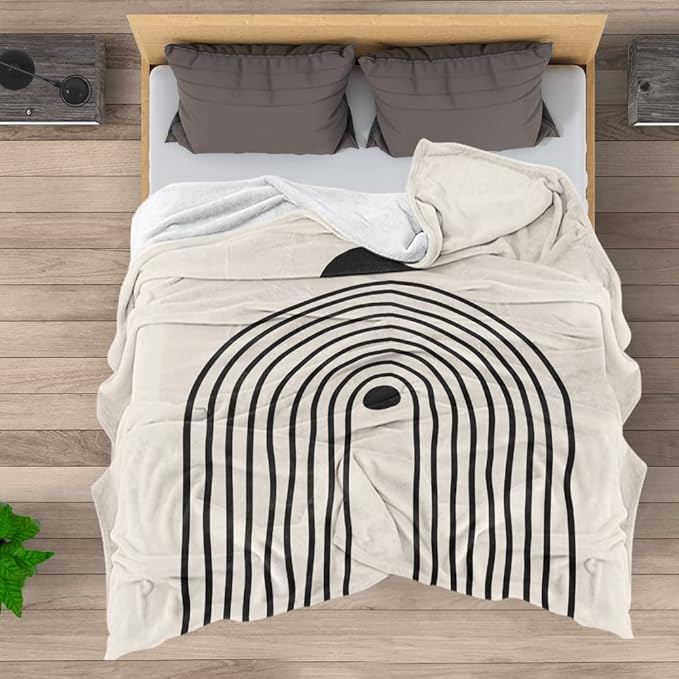 Boho Mid Century Blankets Orange Beige Throws Abstract Modern Aesthetic Bedding Minimalist Sun Leaf Soft Warm Bed Bedding Blankets for Couch Bedroom Sofa Office Cozy Flannel Blanket 30"X40"