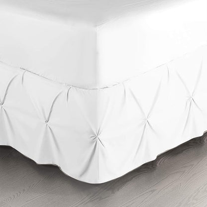 Nestl White Bed Skirt Full Size, Pinch Pleat Full Bed Skirt, 14" Inch Drop Full Bedskirt, Hotel Quality White Bed Skirts, Premium Microfiber Bedskirt for Full Bed, White Full Bed Skirt