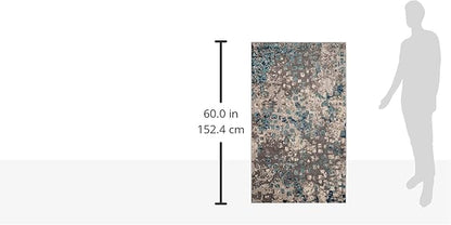 SAFAVIEH Monaco Collection Accent Rug - 3' x 5', Grey & Light Blue, Abstract Watercolor Design, Non-Shedding & Easy Care, Ideal for High Traffic Areas in Entryway, Living Room, Bedroom (MNC225E)