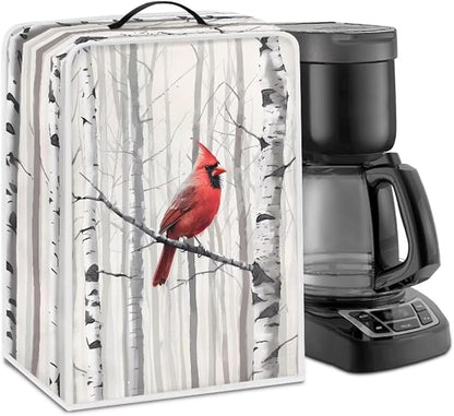 Christmas Cardinal Coffee Maker Cover for Kitchen Counter, Washable Small Appliance Covers with Handle