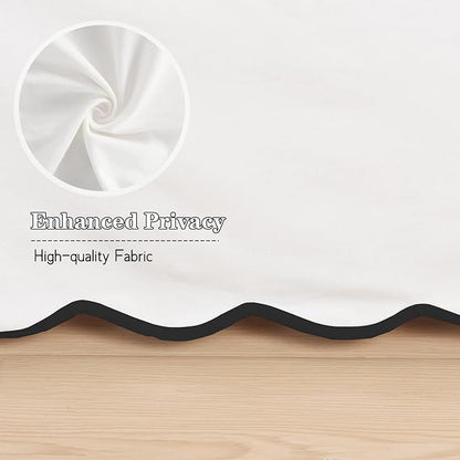 HIG Off-White Chic Queen Bed Skirt - Easy Fit Scallop Edge Pleated Bedskirts, 14 Inch Drop Anti-Slip Dust Ruffle, Thick Fabric for Enhanced Privacy, Pre-Washed for Long-Lasting Use(N60022)