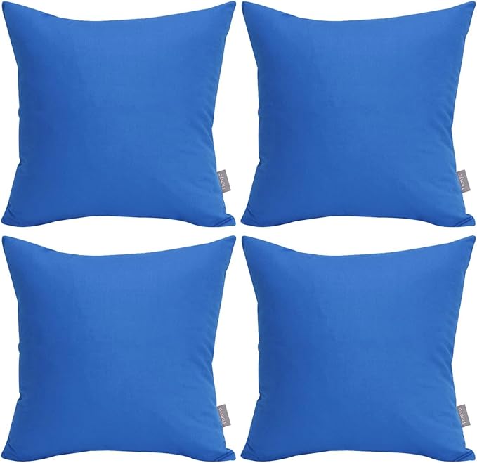 4-Pack 100% Cotton Comfortable Solid Decorative Throw Pillow Case,Thmyo Square Cushion Cover Pillowcase Sublimation Blank Pillow Covers DIY Throw Pillowcase for Sofa Bedroom(20x20 inch/ 50x50cm,Blue)