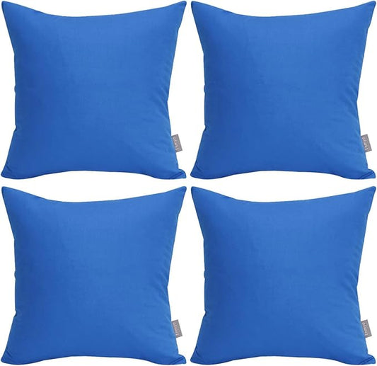 Thmyo 4-Pack 100% Cotton Comfortable Solid Decorative Throw Pillow Case Square Cushion Cover Pillowcase Sublimation Blank Pillow Covers DIY Throw Pillowcase for Sofa Bedroom(18x18 inch/ 45x45cm,Blue)