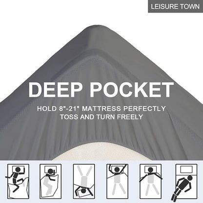 LEISURE TOWN California King Mattress Pad Fitted Quilted Cotton Mattress Cover Cooling Soft Pillow Top Mattress Topper Down Alternative Filling Mattress Protector with 8-21 Deep Pocket (72x84 Grey)