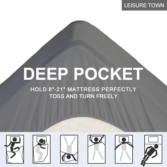 LEISURE TOWN Mattress Pad TwinXL Size Soft Cotton Mattress Cover,Quilted Fitted Mattress Topper with Deep Pocket fits 8-21 inch Mattress,Breathable Fluffy Pillow Top,Cooling Mattress Protector, Grey