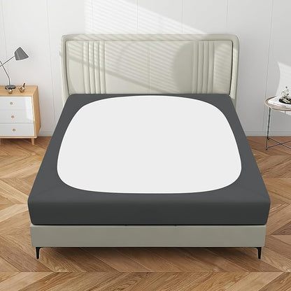 PureFit Stretchy Box Spring Cover Full - Elastic Fitted Box Spring Wrap Around 4 Sides, Wrinkle & Fading Resistant Fits Full Size Beds, Dark Gray