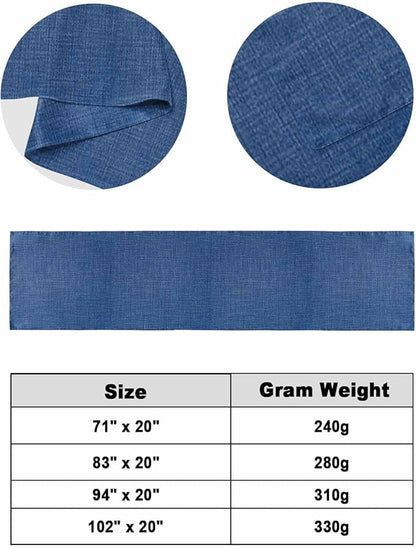 Retro Farm Linen Flax Bed Runners for Bedroom Hotel,Decorative Bedding Scarf Blue Solid Color Ocean Bed End Blanket Bedding Runner Scarves for Queen Size Bed,94x20in