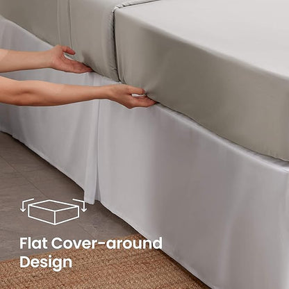 Full Size Bed Skirt 600 TC Egyptian Cotton 16 Inch Drop Easy Fit - Bed Skirt for Full 54x75 Inch Beds - Center & Corner Pleats, Navy Blue